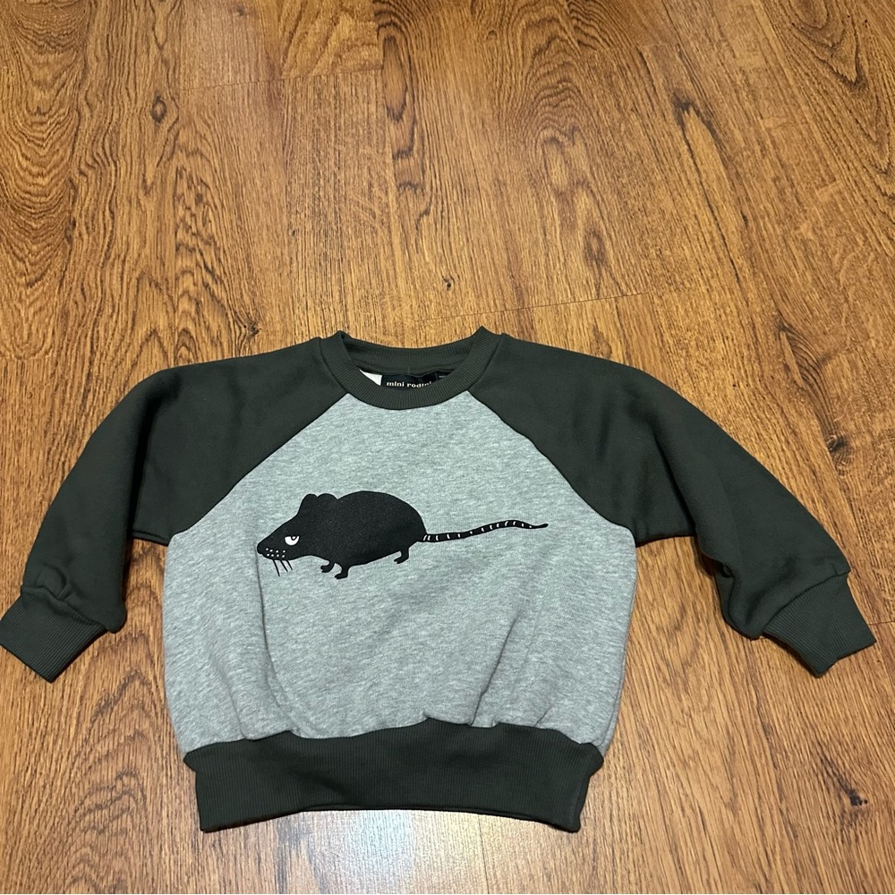Mini Rodini Gray Crewneck Graphic long sleeve organic cotton Sweatshirt 12-18